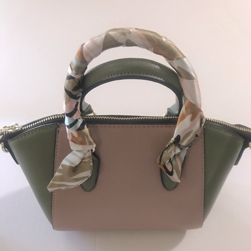 Women's Two-Tone Olive & Blush Top-Handle Bag